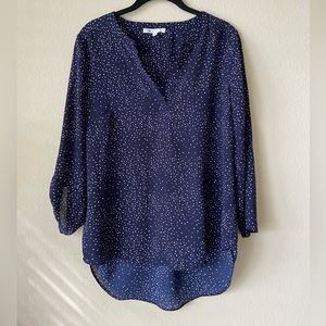 Navy Blue and White Tunic Blouse, Size M